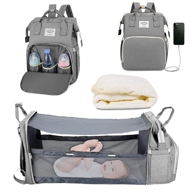 Diaper Bag with Built-In Baby Bed