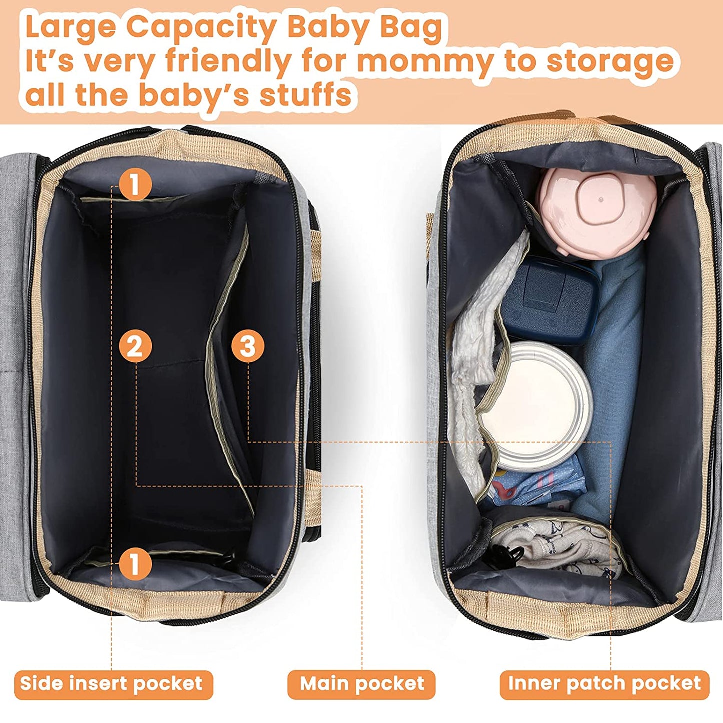 Diaper Bag with Built-In Baby Bed