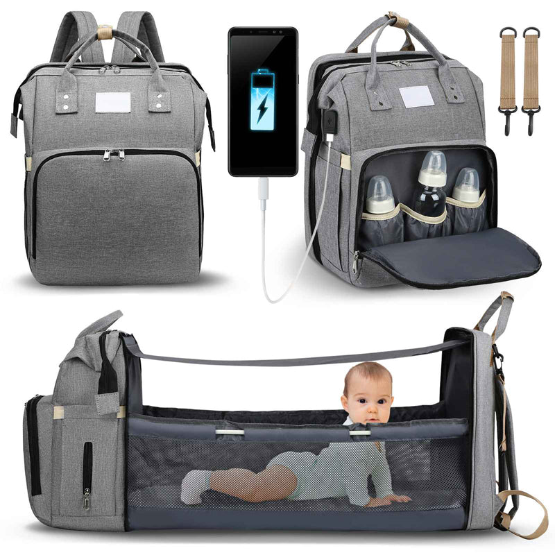 Diaper Bag with Built-In Baby Bed